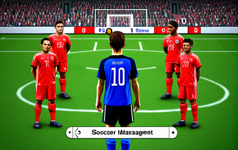 **Image Prompt:** A vibrant digital artwork depicting a soccer team management screen in FC Online. Highlight a young, promising player rising in stats with strategic training. Focus on balanced budget allocation, showcasing smart BP spending on youth development rather than expensive star players.